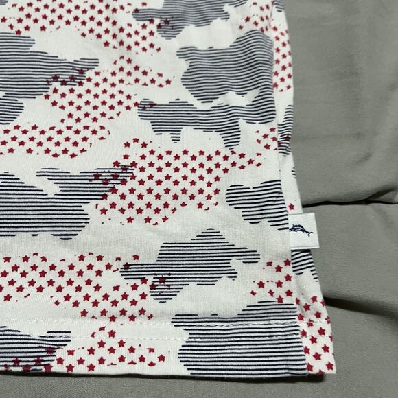 Tommy Bahama Camo Red White Blue Geometric Short Sleeve Shirt Boys Size 5/6 - Picture 3 of 7